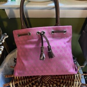 Dooney & Bourke Pink Tote with Brown Accents